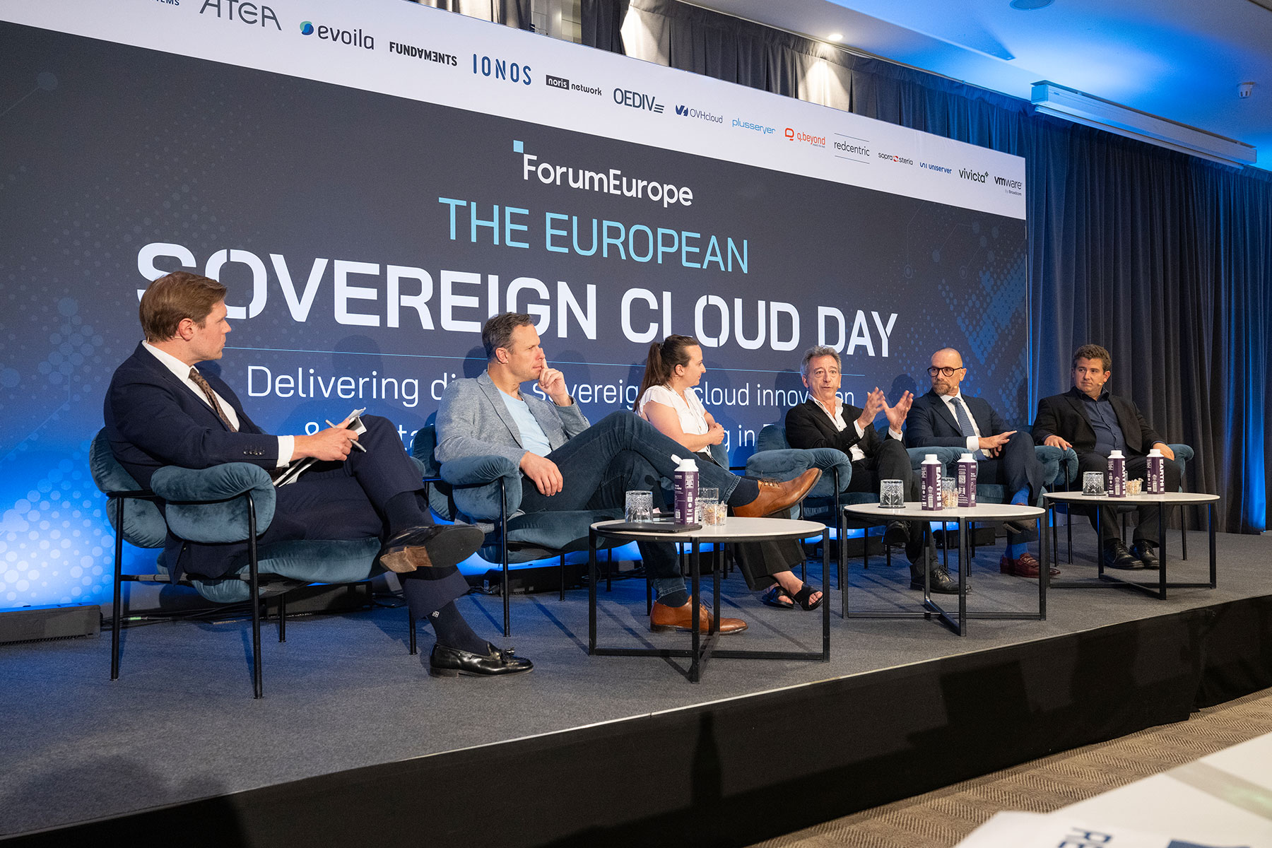 Panel discussion on the branded main stage at Forum Europe Sovereign Cloud Day.
